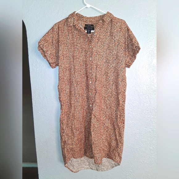 Tahari 100% Linen Button Down Ploka Dot Shirt Dress M - Picture 1 of 8